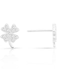 CZ Clover Stud Earrings in Sterling Silver