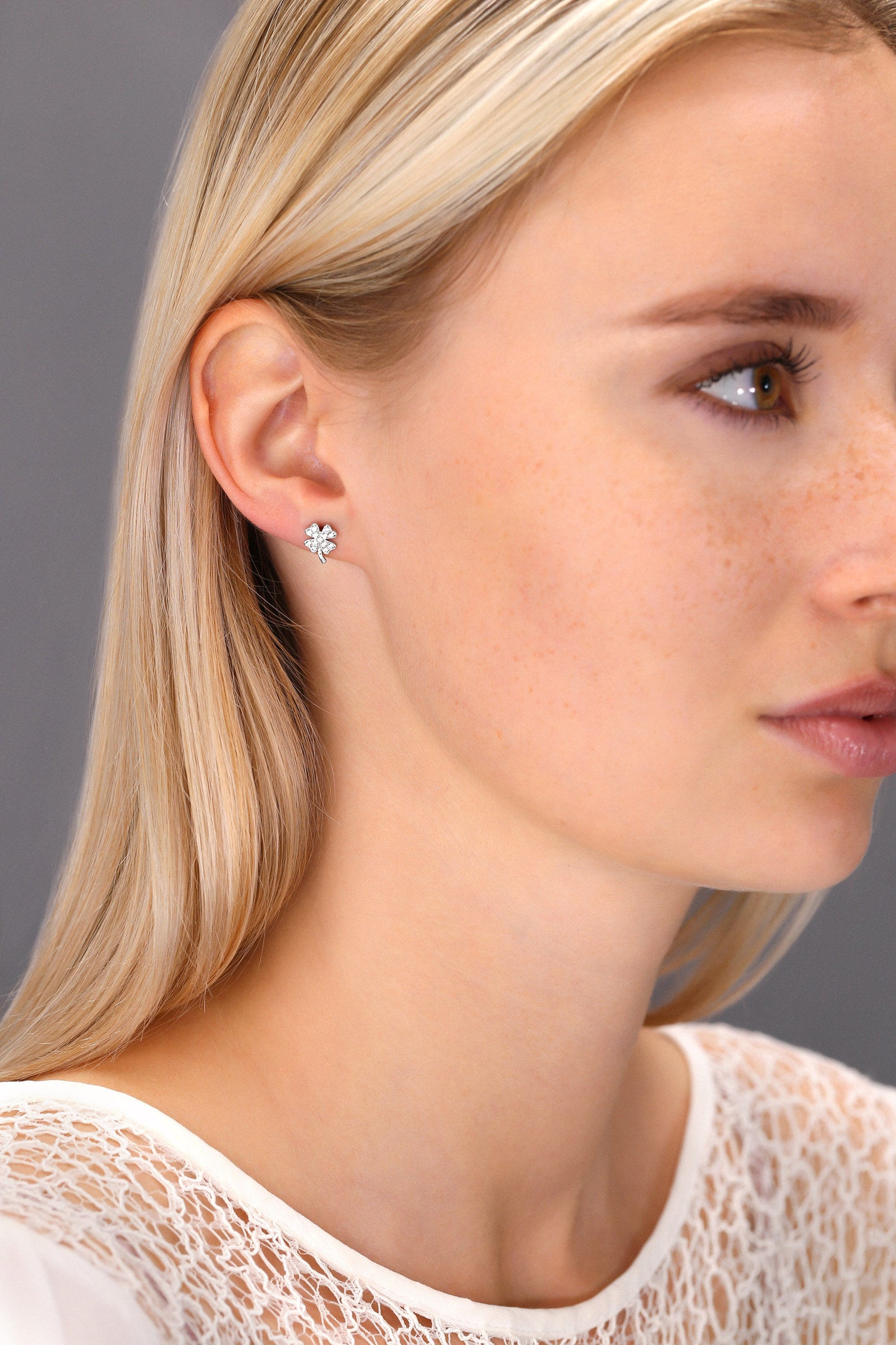 Sterling Silver Clover Stud Earrings