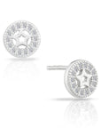 CZ Halo Star Stud Earrings in Sterling Silver