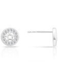 CZ Halo Star Stud Earrings in Sterling Silver