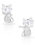 CZ Little Kitty Stud Earrings in Sterling Silver