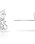 CZ Little Kitty Stud Earrings in Sterling Silver