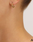 14k Yellow Gold All Around Diamond-Cut Hoop Earrings