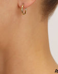14k Yellow Gold All Around Diamond-Cut Hoop Earrings