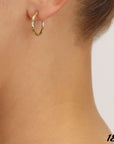 14k Yellow Gold All Around Diamond-Cut Hoop Earrings
