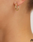 14k Yellow Gold All Around Diamond-Cut Hoop Earrings
