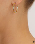 14k Yellow Gold All Around Diamond-Cut Hoop Earrings
