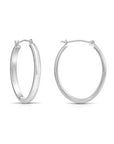 14k Gold Oval Hoop Earrings, New Half Round Tube, 1 Inch