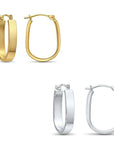14k Gold U-Shape Oval Hoop Earrings