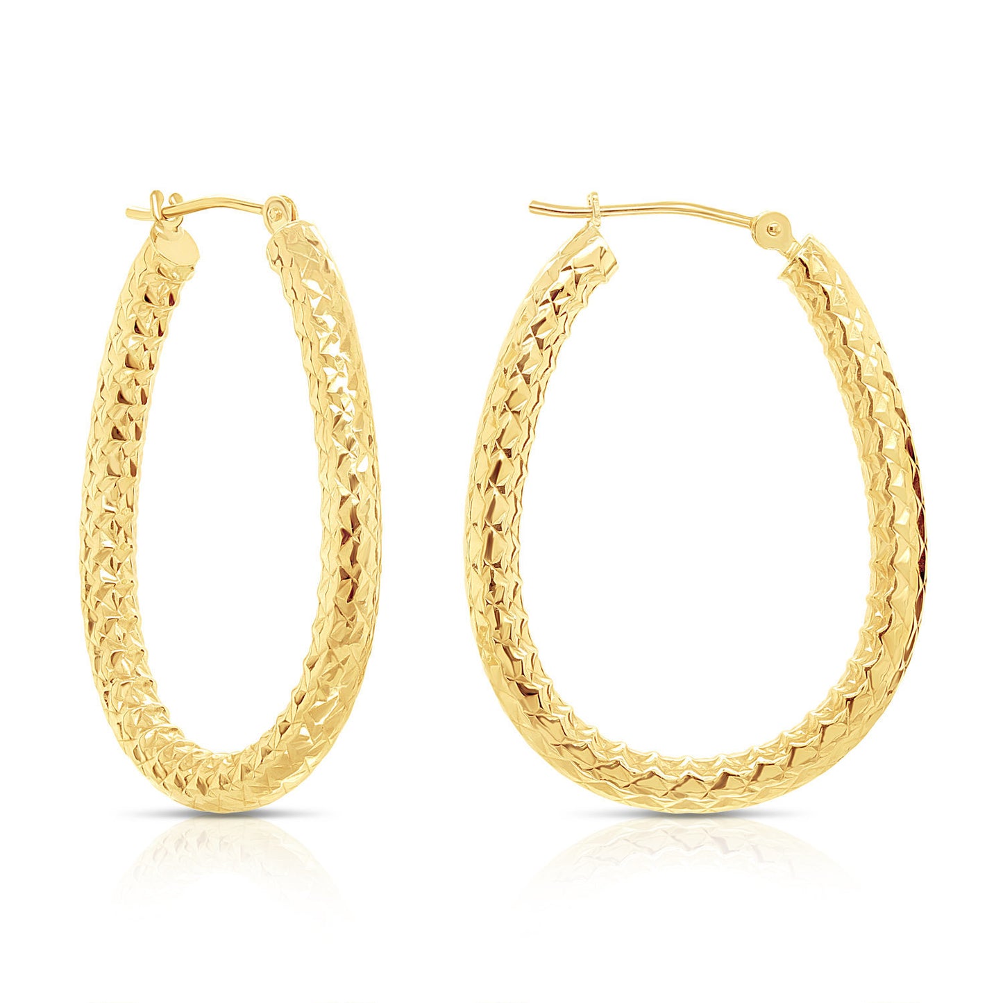 14k Yellow Gold Textured Hoop Earrings, The Alligator Collection