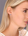 CZ Small Skull and Bones Stud Earrings in Sterling Silver