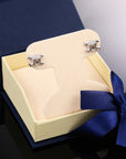 CZ Small Skull and Bones Stud Earrings in Sterling Silver
