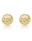 14k Yellow Gold Diamond Cut Sparkle Ball Stud Earrings