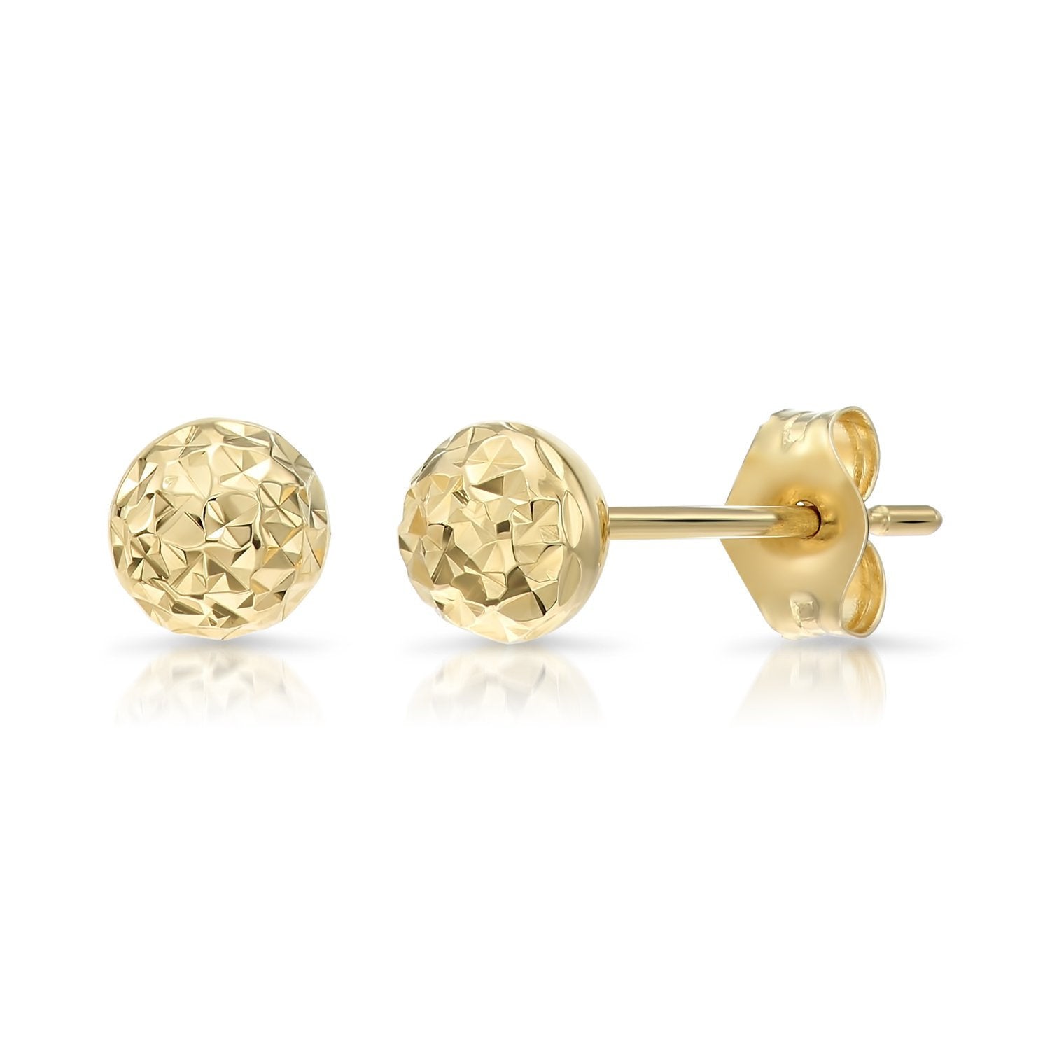 Round Cut Stud Earring in Yellow Gold - SpicyIce