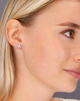 CZ Lightning Bolt Stud Earrings, Unisex in Sterling Silver