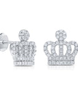 CZ Royal Crown Stud Earrings in Sterling Silver