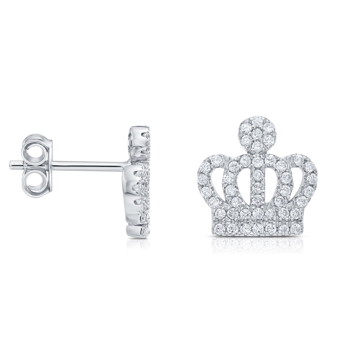 Sterling Silver Royal Crown Stud Earrings