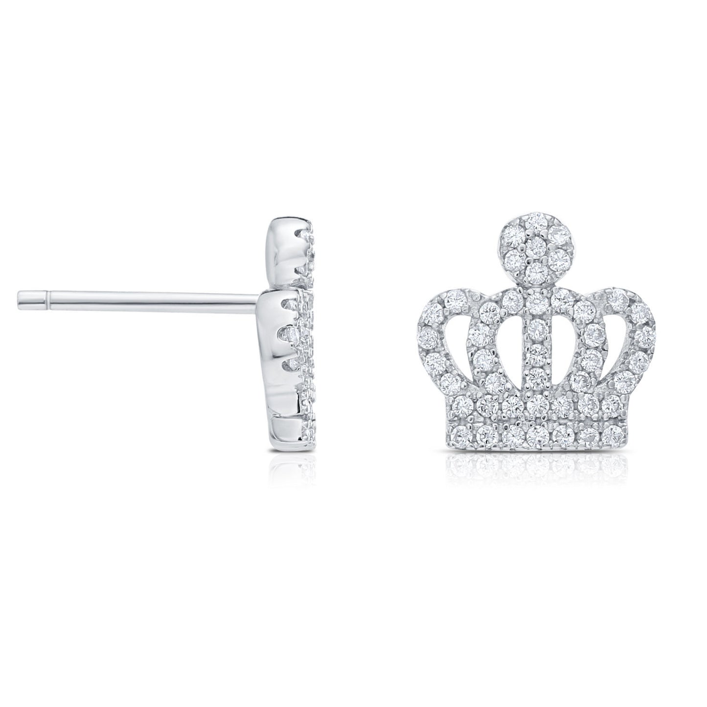 Sterling Silver Royal Crown Stud Earrings