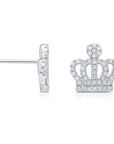 CZ Royal Crown Stud Earrings in Sterling Silver