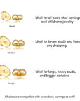 14K Solid Gold Backings, Additional Full Pair Replacement, 3 sizes