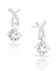 CZ Solitaire Dangle Stud Earrings in Sterling Silver