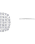 CZ Square Stud Earrings, Pave, Unisex in Sterling Silver