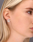 CZ Small Open Peace Sign Stud Earrings in Sterling Silver