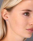 CZ Open Circle Star And Crescent Moon Stud Earrings in Sterling Silver