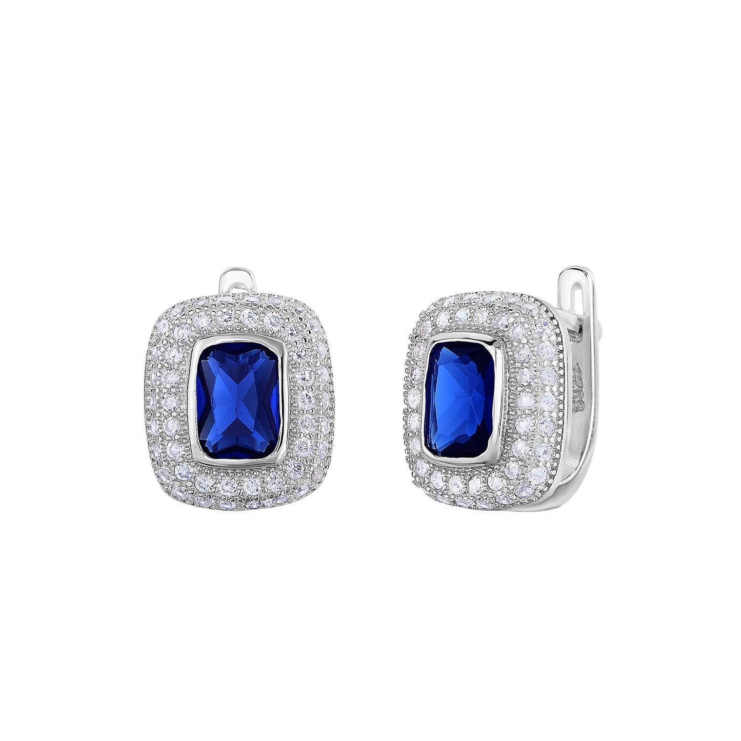 Sterling Silver Blue English Lock Earrings