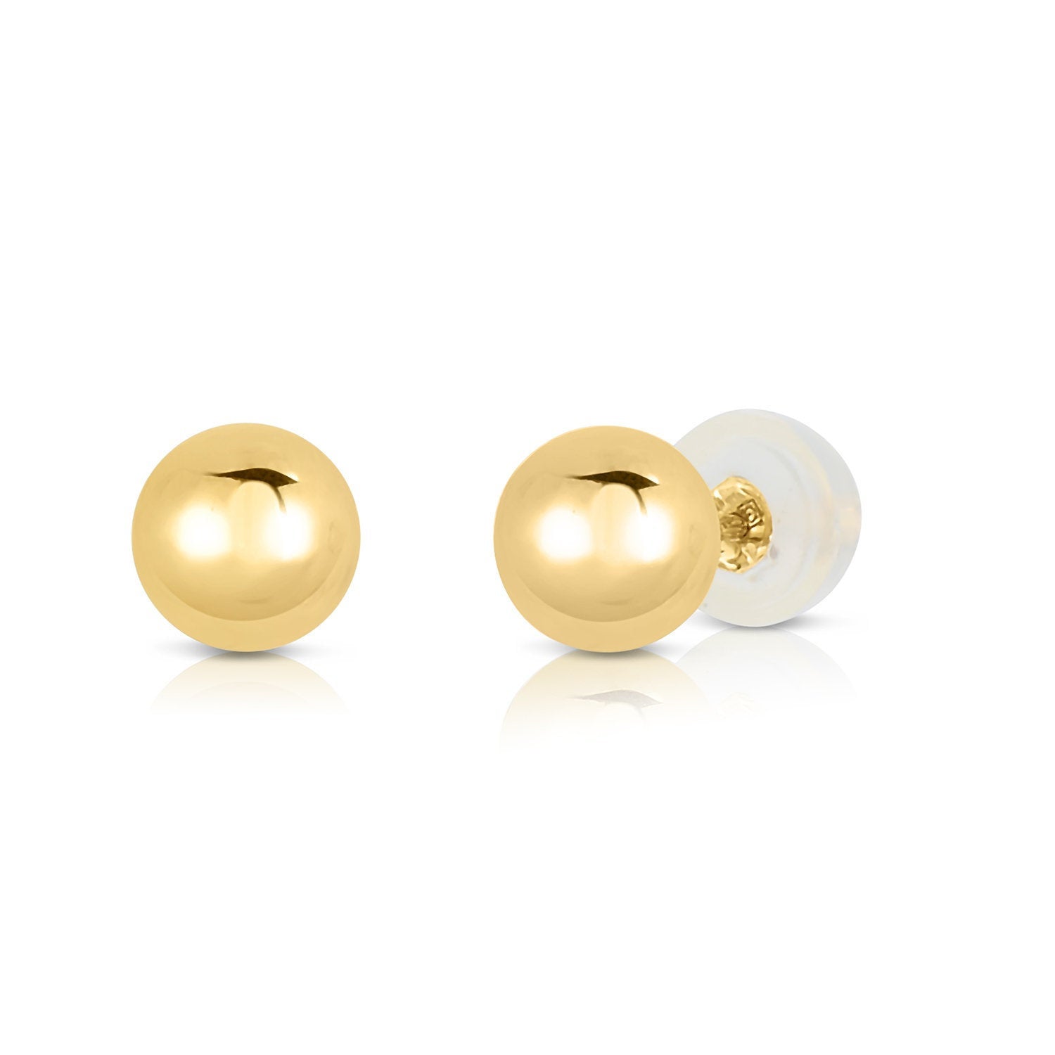 14K Gold Crown Stud Earrings Pair Push Back Stud Earrings / 14K Yellow Gold