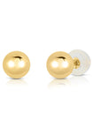 14K Yellow Gold Ball Stud Earrings, Silicone Covered Gold Push Backings (Unisex)