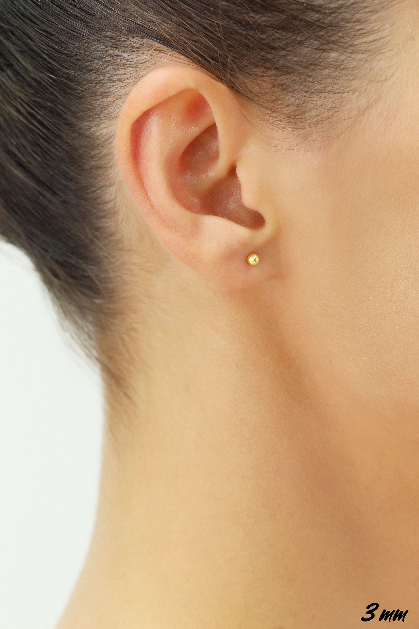 14K Yellow Gold Ball Stud Earrings, Silicone Covered Gold Push Backings (Unisex)