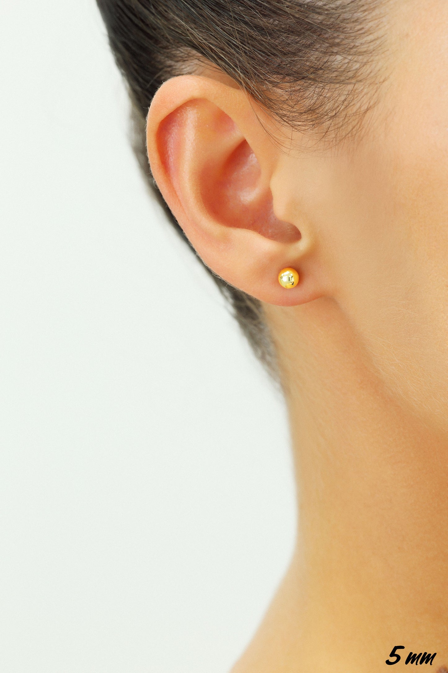 14K Yellow Gold Ball Stud Earrings, Silicone Covered Gold Push Backings (Unisex)