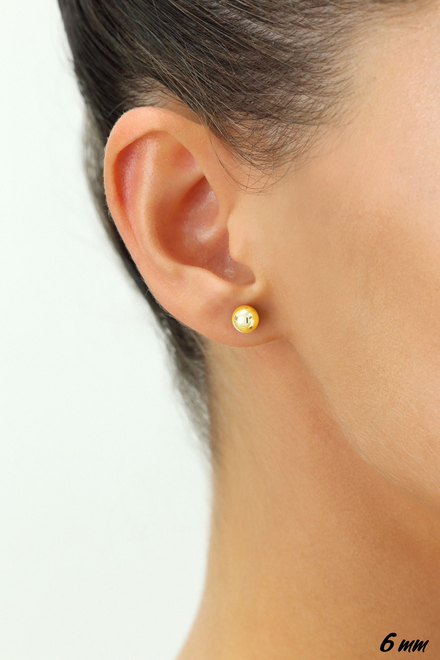 14K Yellow Gold Ball Stud Earrings, Silicone Covered Gold Push Backings (Unisex)