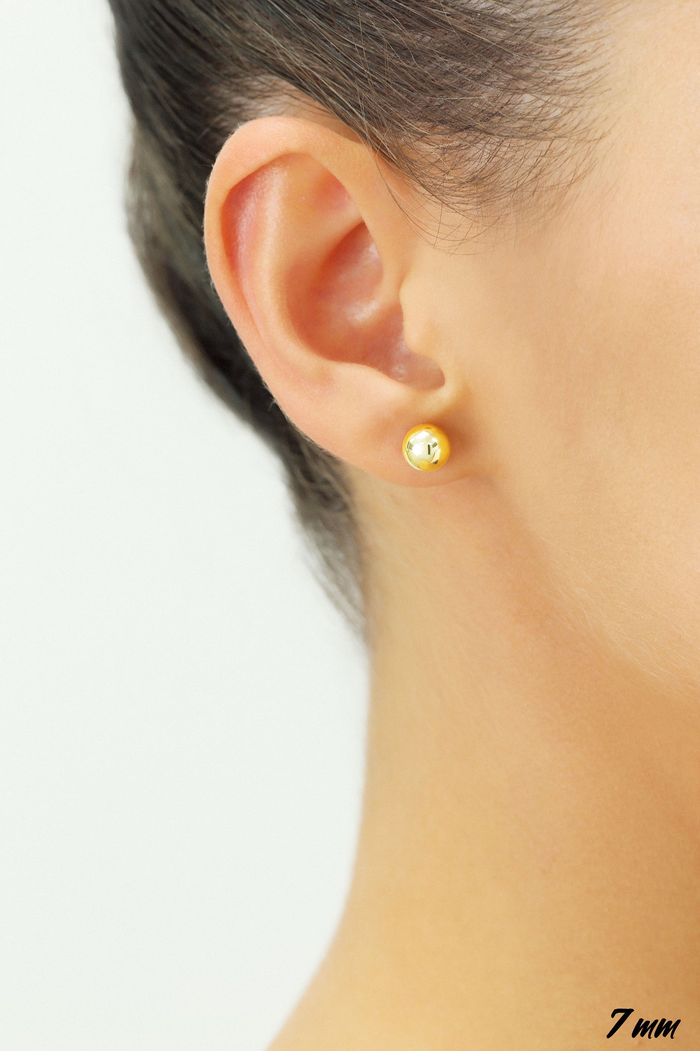 14K Yellow Gold Ball Stud Earrings, Silicone Covered Gold Push Backings (Unisex)
