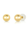 14K Yellow Gold Ball Stud Earrings, Silicone Covered Gold Push Backings (Unisex)