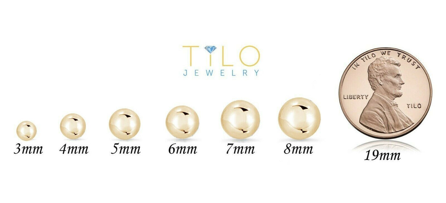 14K Yellow Gold Ball Stud Earrings, Silicone Covered Gold Push Backings (Unisex)