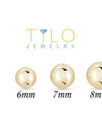 14K Yellow Gold Ball Stud Earrings, Silicone Covered Gold Push Backings (Unisex)