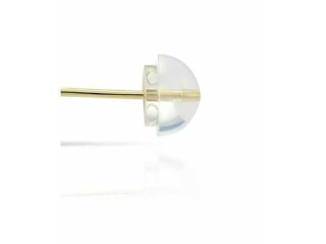 14K Yellow Gold Ball Stud Earrings, Silicone Covered Gold Push Backings (Unisex)