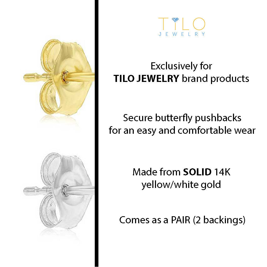 14k Solid Gold Replacement Backings - For TILO JEWELRY BRAND Push