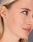CZ Solitaire Halo Stud Earrings, 0840 in Sterling Silver