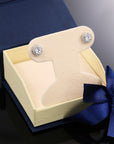 CZ Solitaire Halo Stud Earrings, 0840 in Sterling Silver