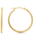 14K Yellow Gold Square Twist Hoop Earrings