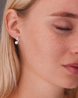 CZ Floral Pearl Stud Earrings in Sterling Silver