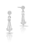 CZ Dangle Stud Earrings, Three Spoke in Sterling Silver