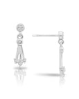 CZ Dangle Stud Earrings, Three Spoke in Sterling Silver