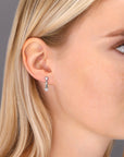 CZ Dangle Stud Earrings, Three Spoke in Sterling Silver