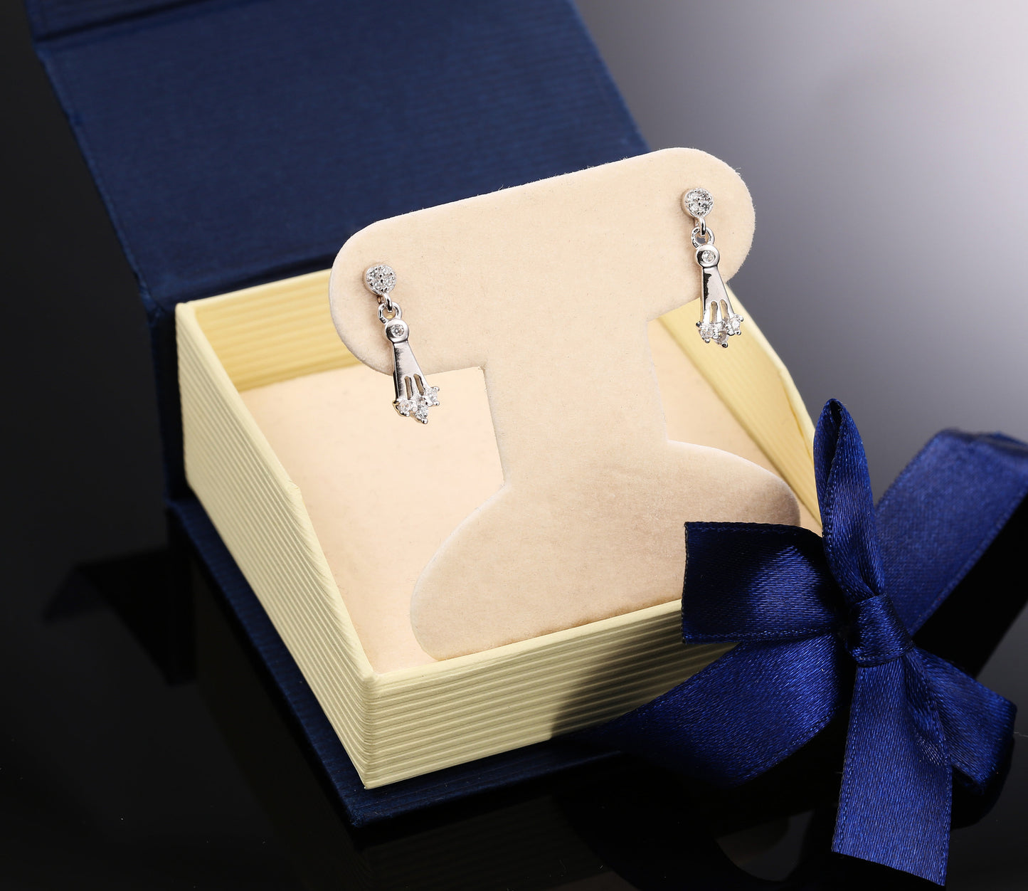 Sterling Silver Dangle Stud Earrings, Three Spoke