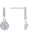 CZ Dangle Flower Earrings in Sterling Silver