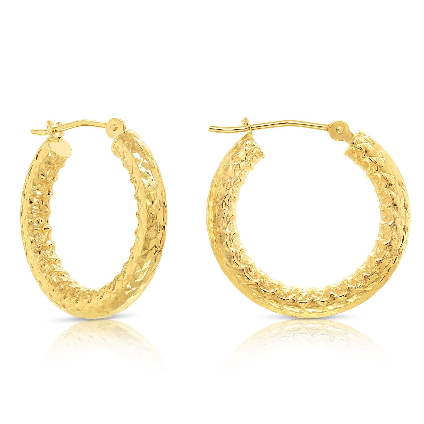 14k Yellow Gold Textured Hoop Earrings, The Alligator Collection